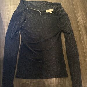 Michael Kors Shimmering Black Long Sleeve Blouse